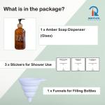 500ml Amber Glass cylindrical smooth with black pump for shampoo lotion bottle