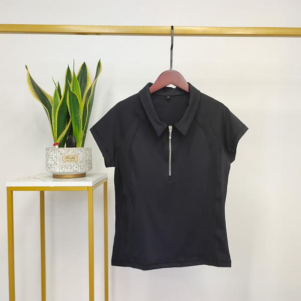 Buy cheap Black Lapel Half Zipper Horseback Riding Shirt Baselayer Equestrian Women from wholesalers