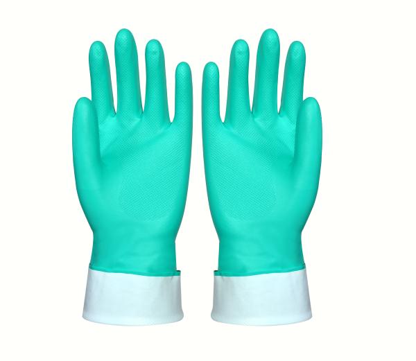 Buy cheap Flocklined Nitrile Rubber Gloves Chemical Resistant Waterproof For Cleaning from wholesalers