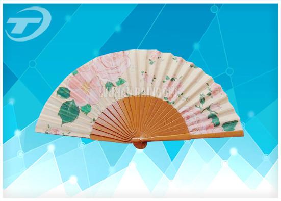 Quality Advertising Wooden Folding Hand Fans With Painted wooden handle For Wedding Favors for sale