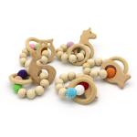 Wooden Baby Teething Toy-Teether Nursing Bracelet Silicone Teething Beads-Food