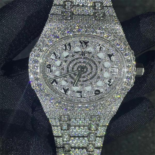Buy cheap Eco Friendly Moissanite Diamond Watch VVS Moissanite Bling Mens Diamond Watches from wholesalers