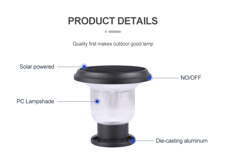 Weatherproof Solar Pillar Lamp Dusk To Dawn Post Light For Garage Backyard Patio