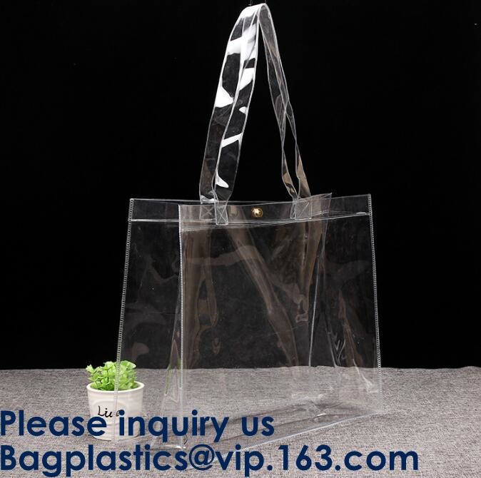Promo Custom Logo PVC shopping bag gift bag printed bag, Reusable PVC Plastic Transparent Shopping Bag, Bagease, PACK