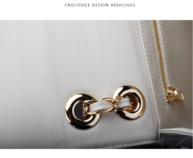 Luxury Genuine Crocodile Belly Skin Gold Hardware Lady Evening Flap Purse Alligator Leather Women Single Shoulder Bag