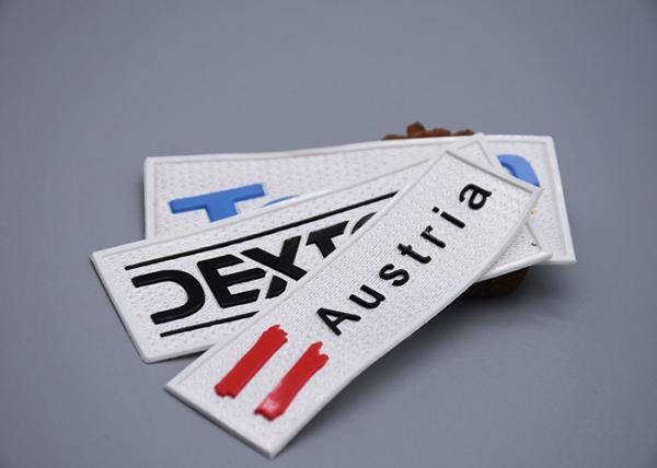 Buy cheap Woven Fabric Printed Matte Silicone Logo Patch White For Garments from wholesalers