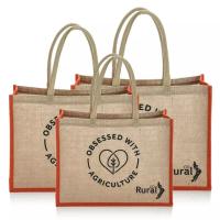 Buy cheap 350GSM Jute Fabric Hemp Material Burlap Tote Bag Foldable product