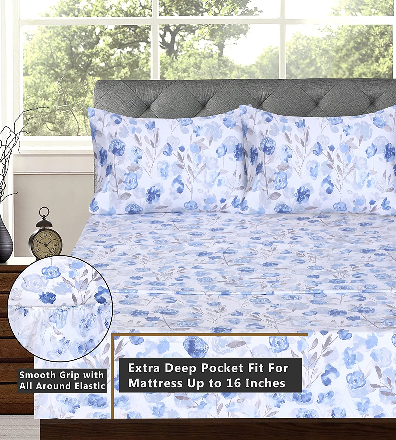 133x72 Woven 100% Cotton Bed Sheets 4 Pcs Bed Sets Organic Cotton Material