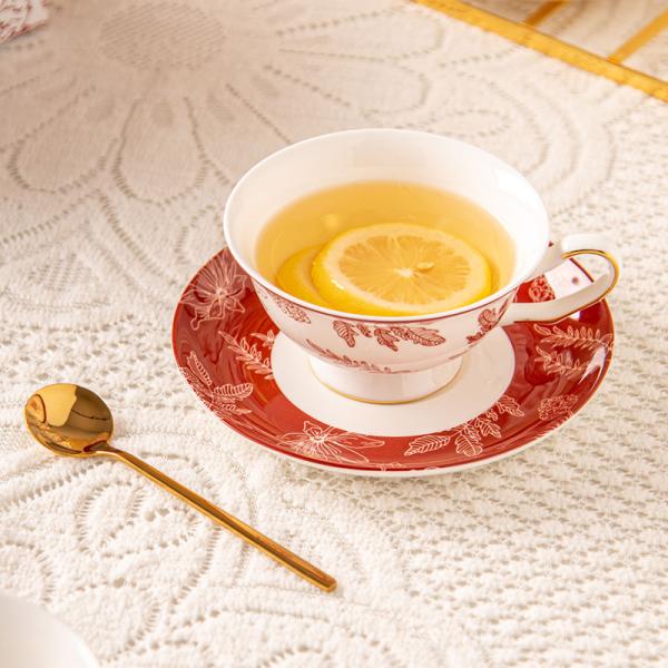 Vintage Design Style Luxury Porcelain Tea Cup And Saucer Set Sustainable Bone