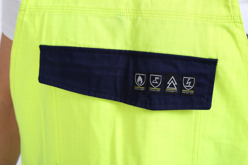 290gsm light weight arc protection Fire proof Bib Trousers , EN20471 HIVIS Flame Resistant Bib Pants