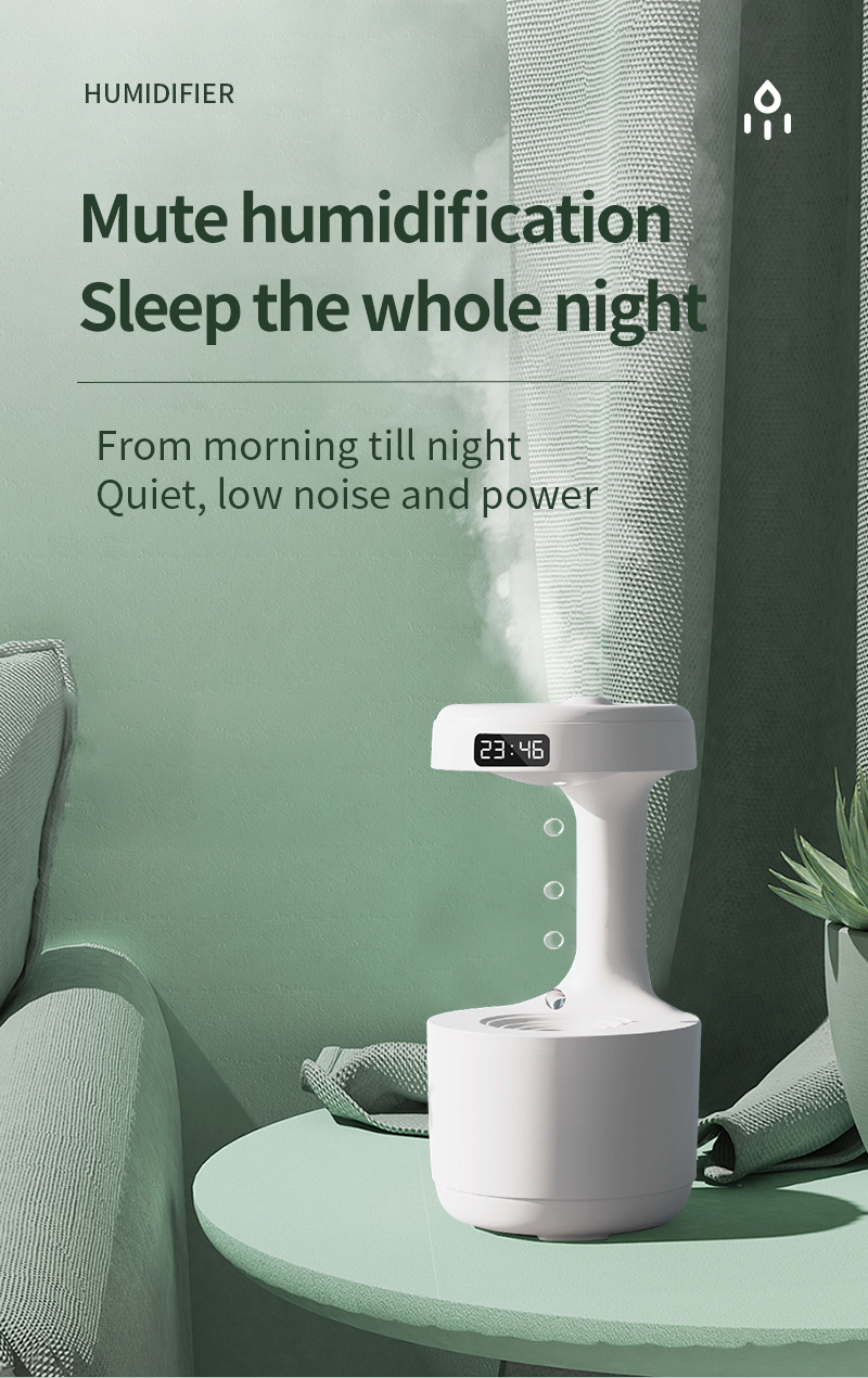 HOMEFISH 100-150ml/H Anti Gravity Air Humidifier Water Droplet Backflow Aromatherapy Machine
