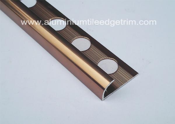 Buy cheap Polished Coffee Effect Metal Bullnose Tile Edging Trim 10mm Inside Height from wholesalers