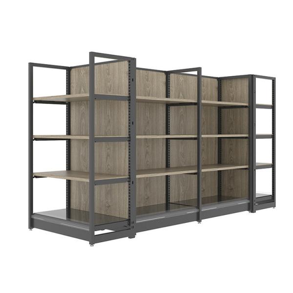 Customized Supermarket Display Shelving Durable Steel And Wood Store Display
