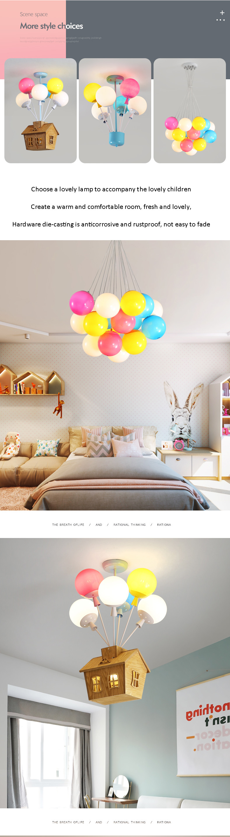 Balloon Fly House Color Nordic Simple Cartoon Children's Room Chandelier(WH-MA-169)