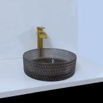 Modern Glass Vessel Basins Transparent Clear Bathroom Sink Clear Diamond Crystal