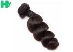 Peruvian Loose Wave Remy Natural Human Hair Extensions Natural Black Soft &