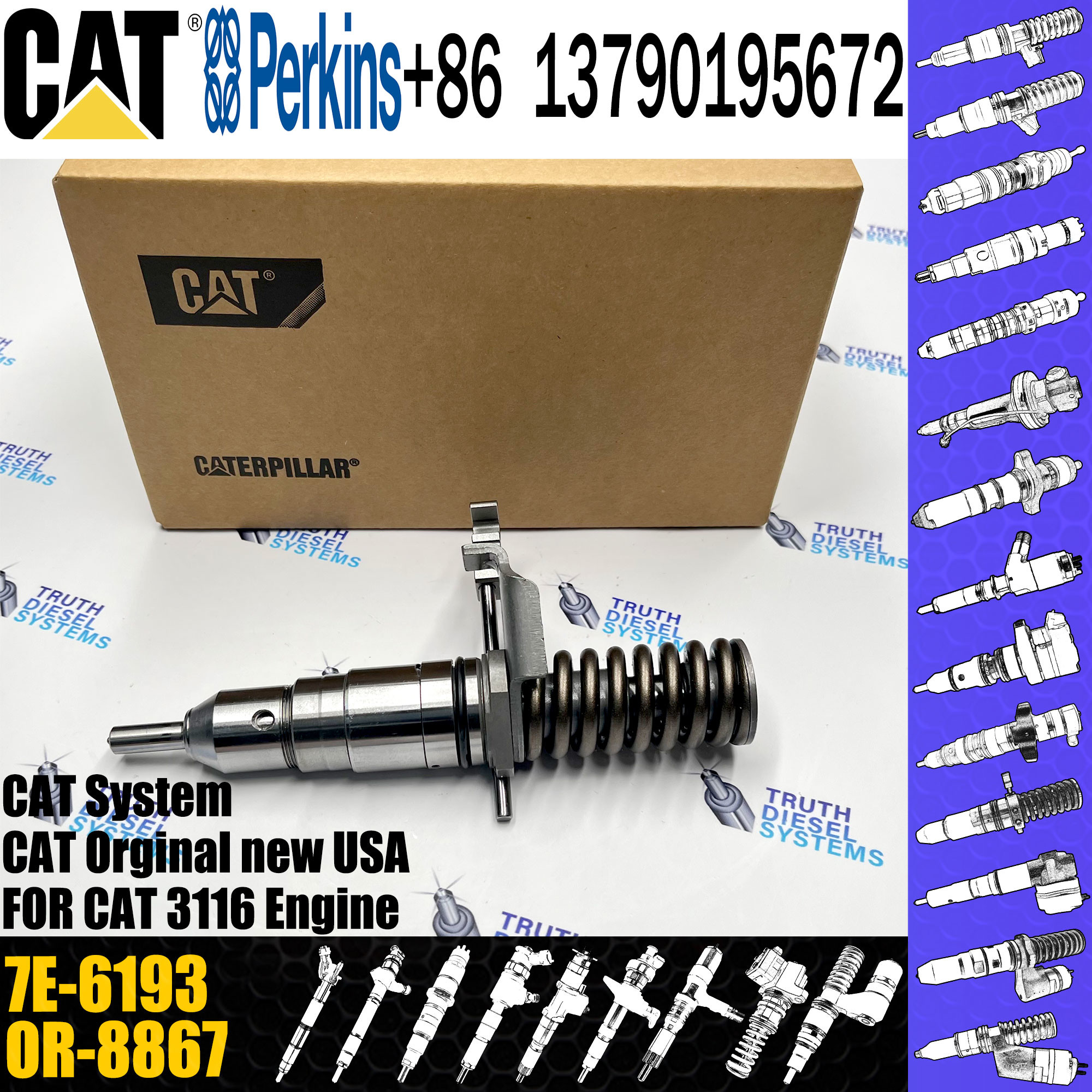 Diesel Engine spare parts Fuel Diesel Injector Nozzles 7E-6193 105-1694 OR-8473 0R-8682 0R-8467