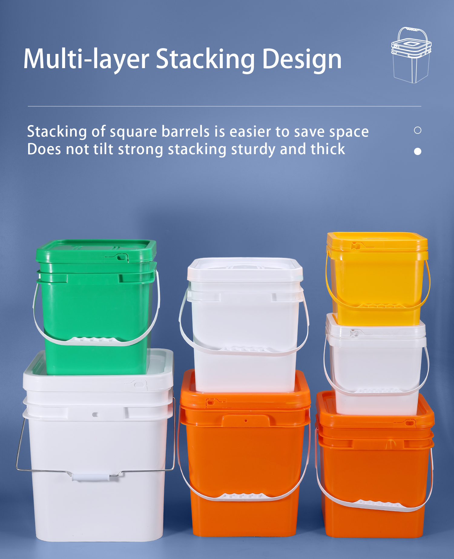 Multipurpose Food Safe Storage Buckets 4 Gallon PP Plastic Square With Lids