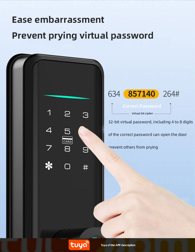 Electric Digital Smart Volibel Aluminum Alloy Rfid Card Password Code Door Lock Without Fingerprint Tuya Ttlock App