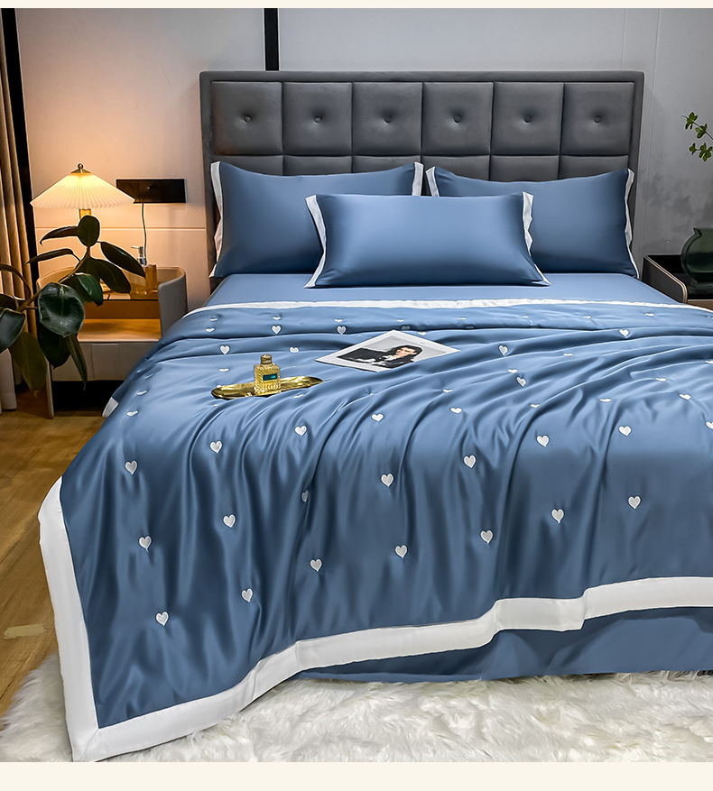 Hospital Customized Size Embroidered Tencel Four-Piece Set for Cooling Summer Nights