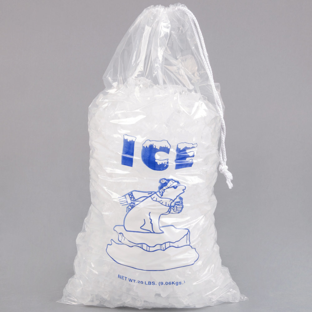 Reusable PE Clear 8lb 10lb 20lb Ice Storage Bag With Drawstring
