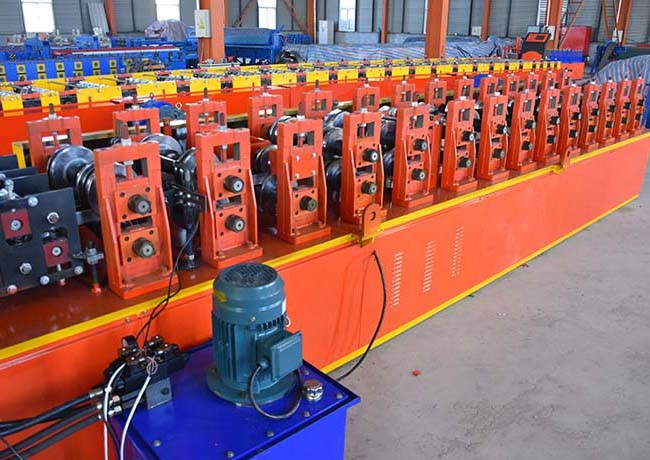 M Type Frame Steel Profile Roll Forming Machine , Iron Sheet Making Machine Orange Color