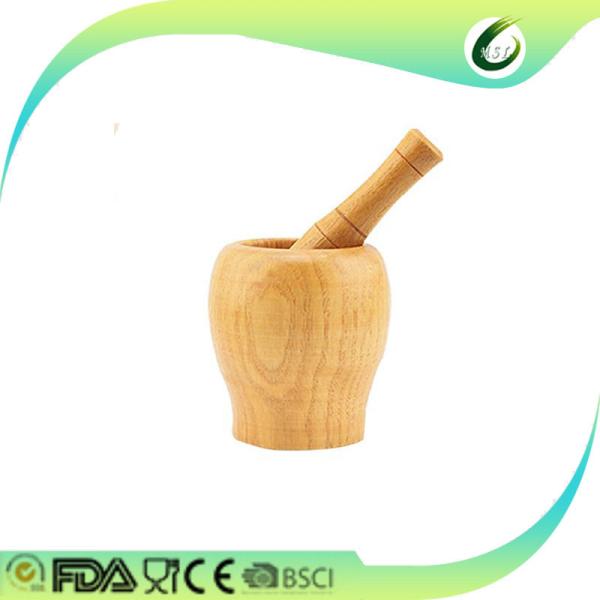 Buy cheap Varnished Bamboo Mortar And Pestle Set High Strength Free Of Heavy Metals from wholesalers