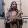 Buy cheap Bronze Shepherd Jesus Statue Holding Lamb Sculpture Christian Religious Life Size Metal Church Casting from wholesalers