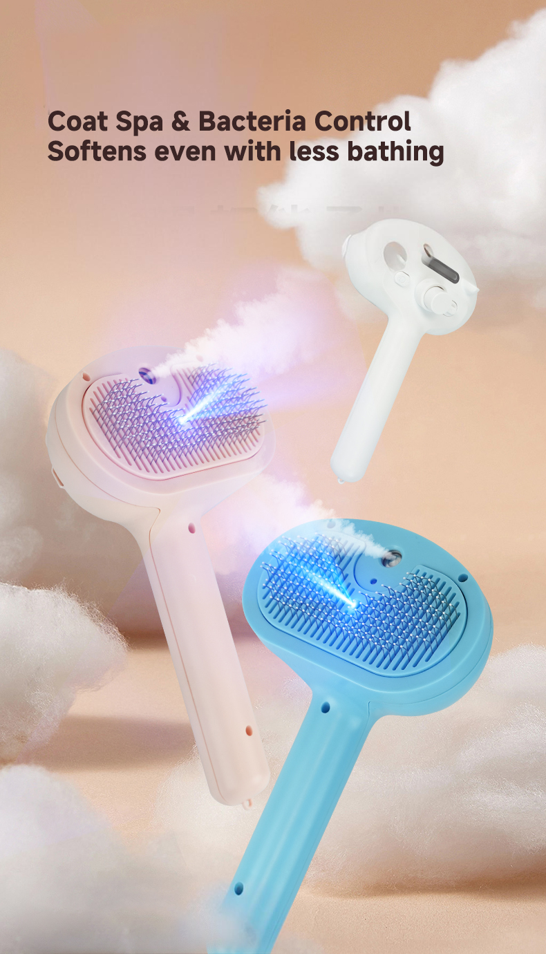Pet Steam Brush Cleaning Hair Massage Brush Self Cat Clean Dog Spray Hair Removal Comb