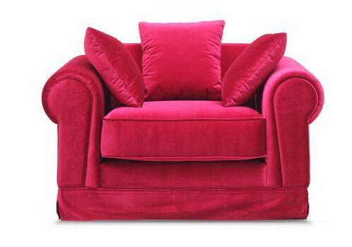 American style red Linen fabric upholstery classic 1-seater sofa,lounge chair