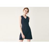 Buy cheap Elegant Summer Navy V Neck Womens Knitted Dresses Sleeveless slim fit knitwear product