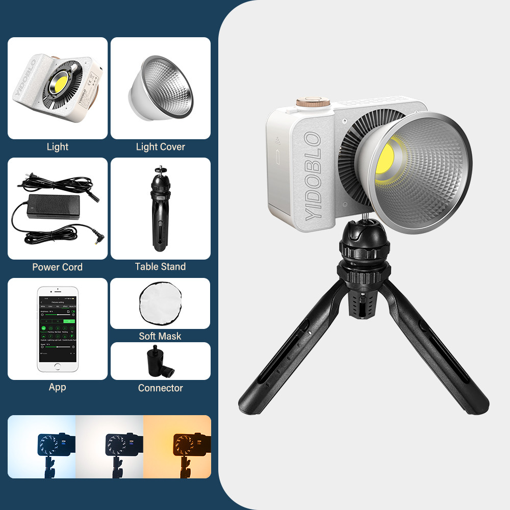 Yidoblo BI color 60w cob led camera light 6000lux 12 lighting effects Camera Studio Led Video Light COB
