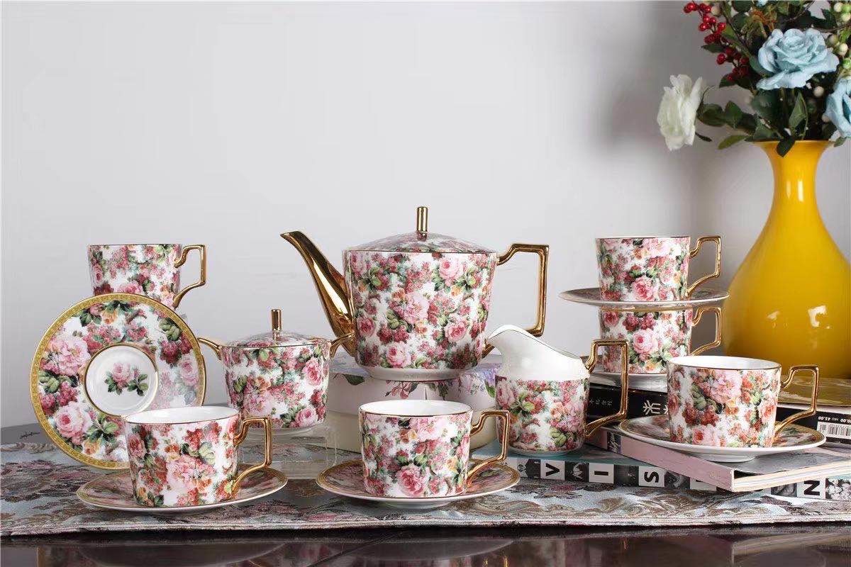 OEM Dutch Mouth Unique Shape Food Safe Fine Bone China Kettle