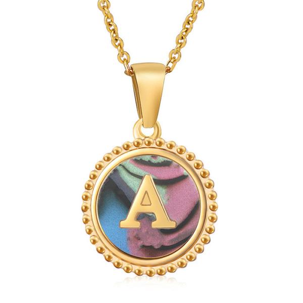 Buy cheap Unique Jewelry 16MM 18K Gold Plated Stainless Steel 3D Shell Letter Necklace Women'S Letter Pendants from wholesalers
