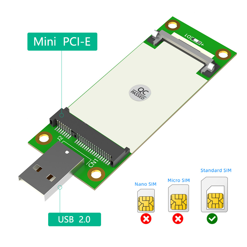Mini PCI-E To USB Adapter With SIM Card Slot Quick Data Transfer