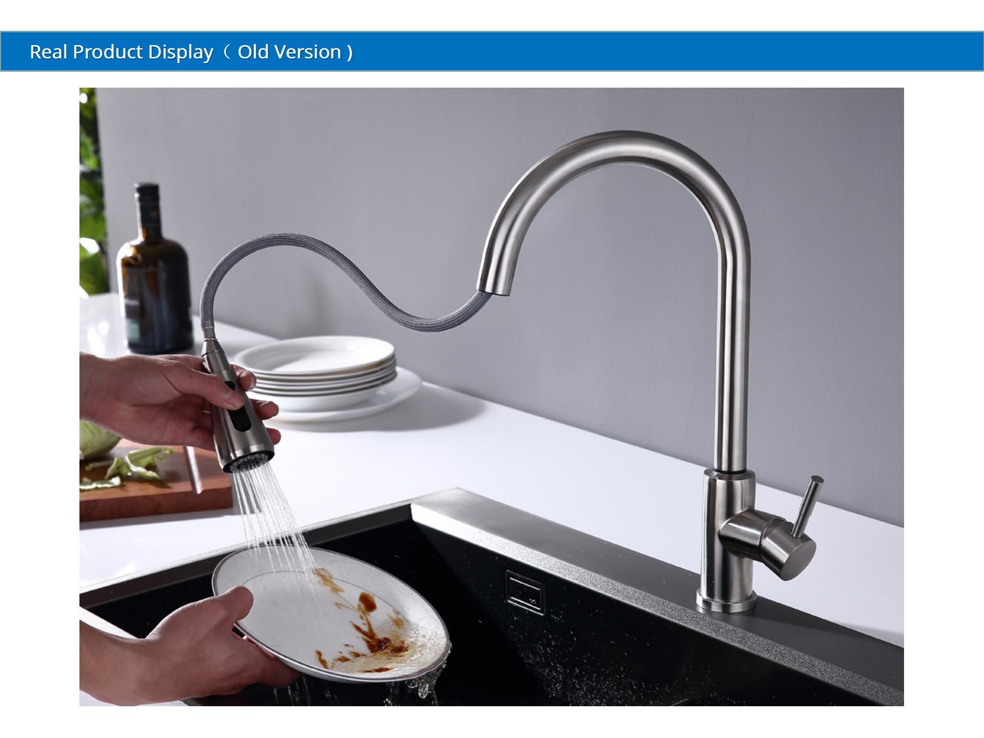 Leak Free Cartridge High Arch Kitchen Faucet SUS304 Stainless Steel Faucet