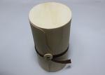 Decorative Cylindrical Shape Balsa Wood Box With Black Screen Painting Logo