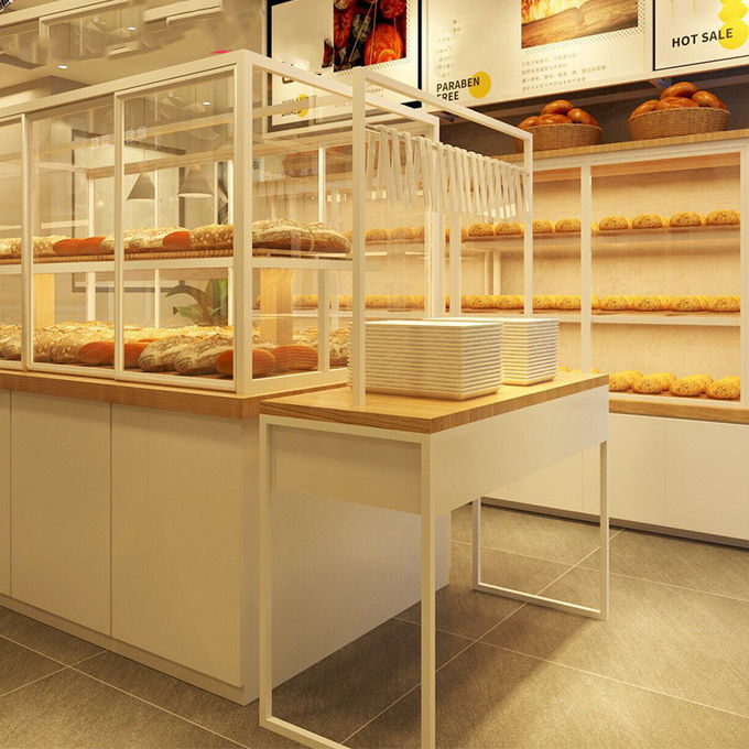 Bulk Dry Bakery Display Case , Wooden Display Cabinet Secure Big Capacity