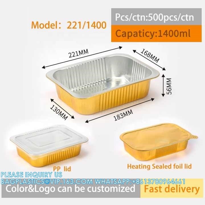 200ml Length 166MM, Sturdy Aluminum Foil Pans With Lids For Cooking, Baking, Reheating, Freezer, Oven, Recyclable