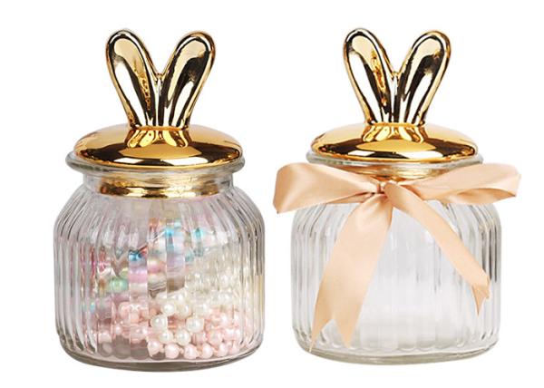 Buy cheap Nordic Ceramic Plated Empty Glass Jars Christmas Decoration Box Round Shape from wholesalers