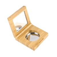Buy cheap 10g Empty Cosmetic packaging Bamboo Makeup Pressed Powder Eye Shadow With Mirror product