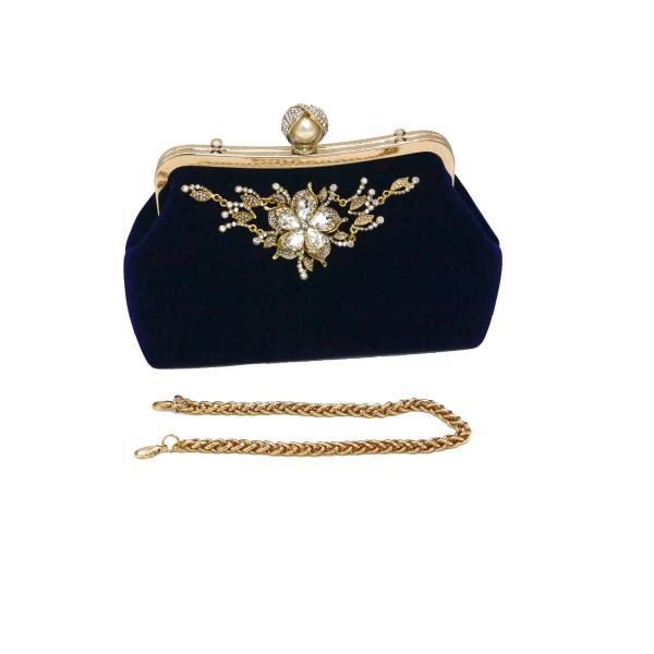 Buy cheap Blue Suede Evening Clutch Handbag Inlaid Crystal Diamond 23cm×12cm×10cm from wholesalers