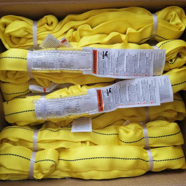 Buy cheap Yellow Polyester Round Sling Heavy Duty Jacket Twill Weave Vertical 9000 LBS from wholesalers
