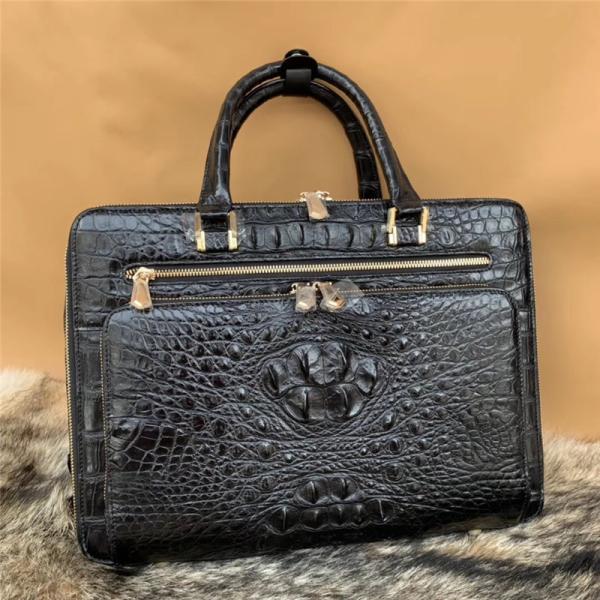 Buy cheap Alligator Leather Zipper Closure Businessmen Portfolio Bag Large Laptop Handbag Authentic Crocodile Skin Male Briefcase from wholesalers