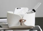 Small Size Felt Storage Basket , Home Grey Felt Box With Wooden Handles