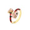 Buy cheap Colorful 24k Gold Plated Enamel Diamond Ring Open Heart Cobra Zircon For Women Girls from wholesalers
