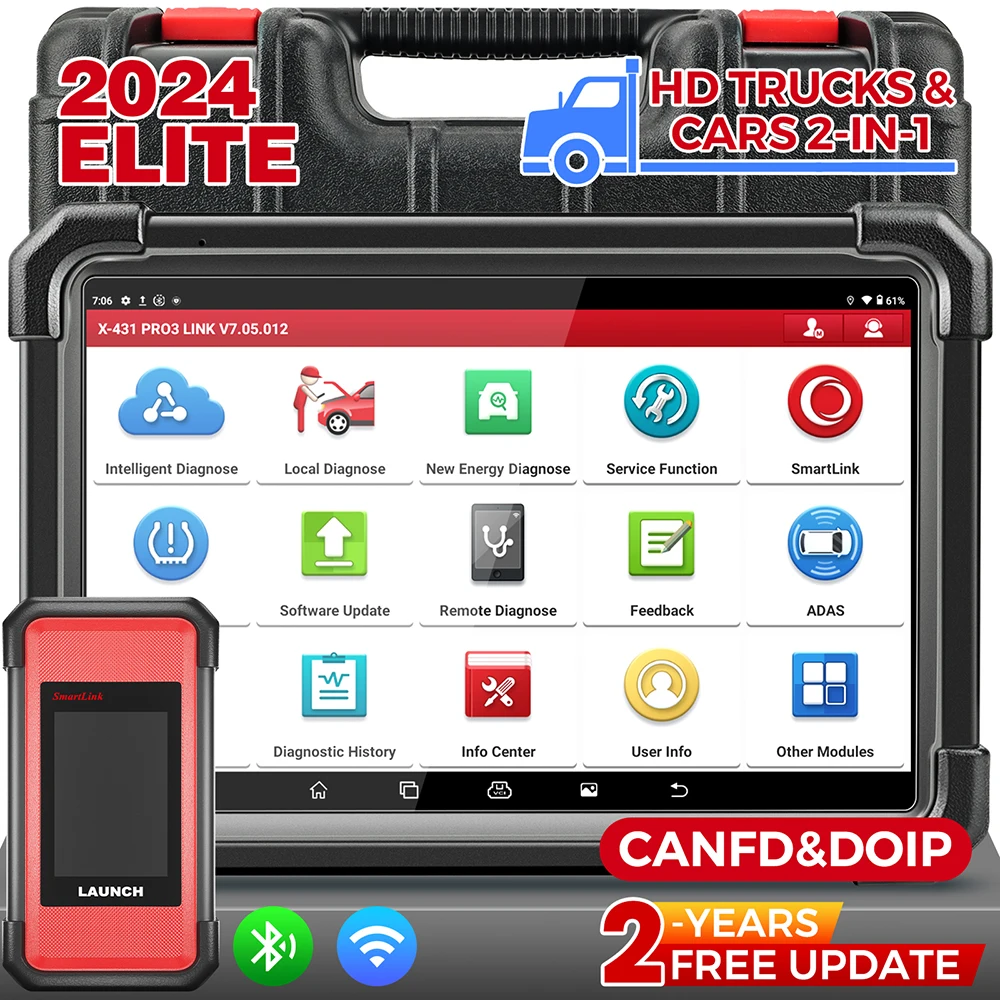 2024 New LAUNCH X431 X431 PRO3S+SmartLink HD/ HDIII 10.1' 12V Car 24V Truck Diagnostic Tools All System Topology Map OBD