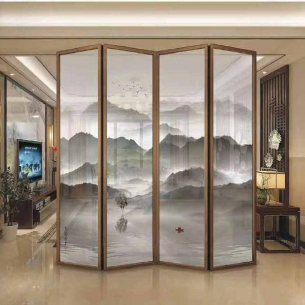 Buy cheap Landscape Painting Wire Glass Partition Screens 3mm Tempered Glass Partition Wall from wholesalers