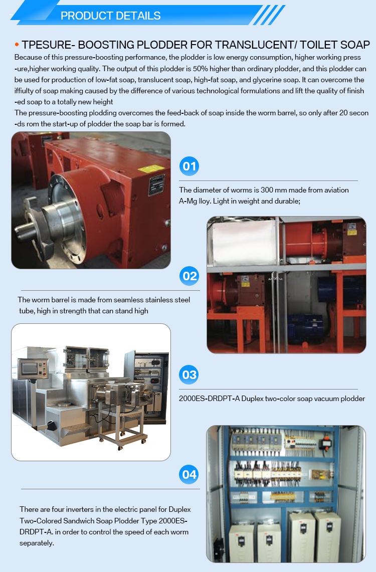 Bar Soap Vacuum Extruder Plodder Machine With Upper Extruder Speed 5-18 R/Min