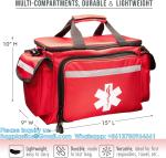 Professional Red Empty Trauma First Aid Medical Bag, 15"X10"X9", Multi